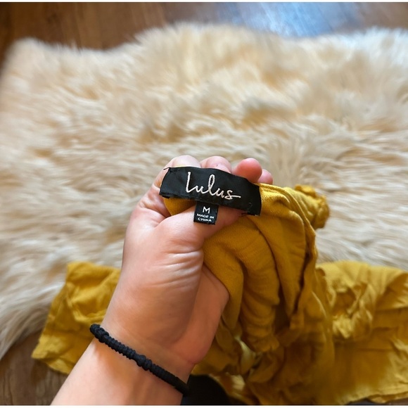 LULU’S Seaport Mustard Yellow Tie-Front Mini Dress - Picture 6 of 6